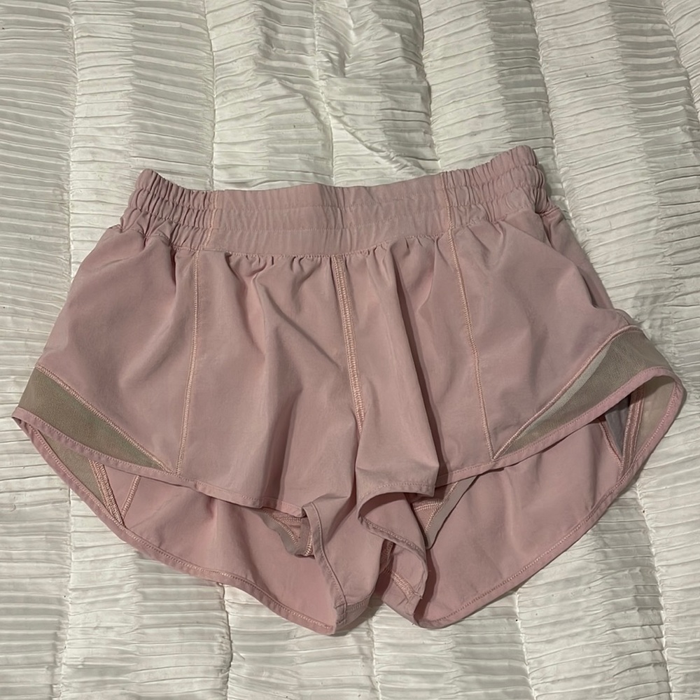 Lululemon hottie hot shorts, 2.5 length soft pink.